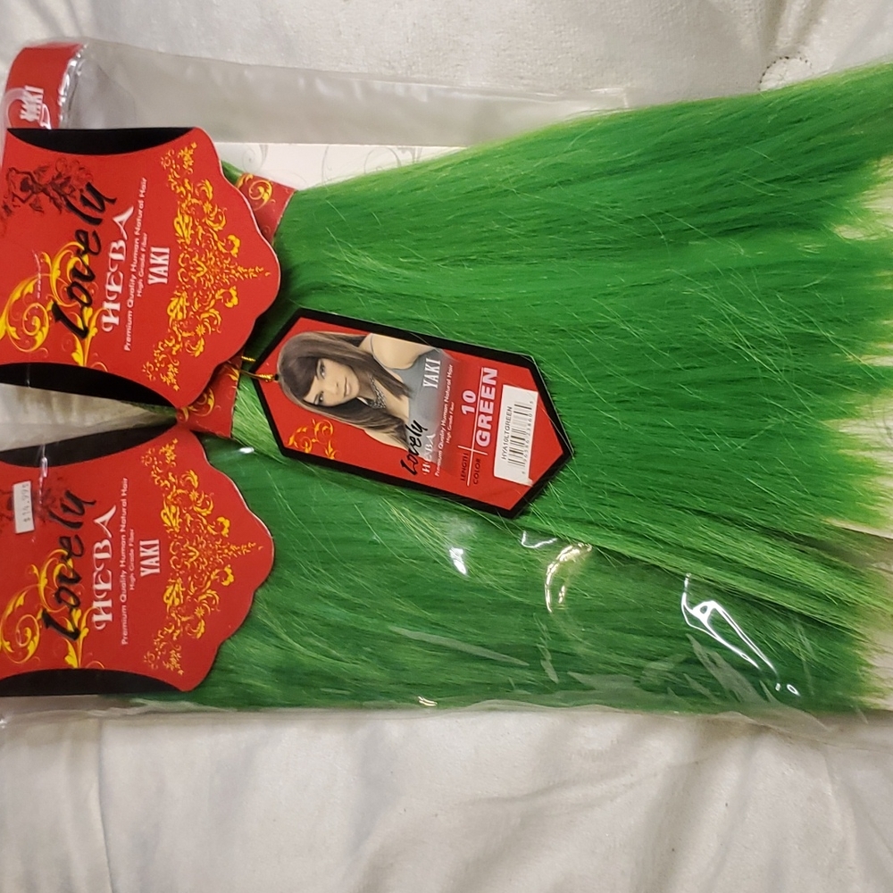 2 packs Amazing green weave Lovely Heba Yaki human 10" natural hair